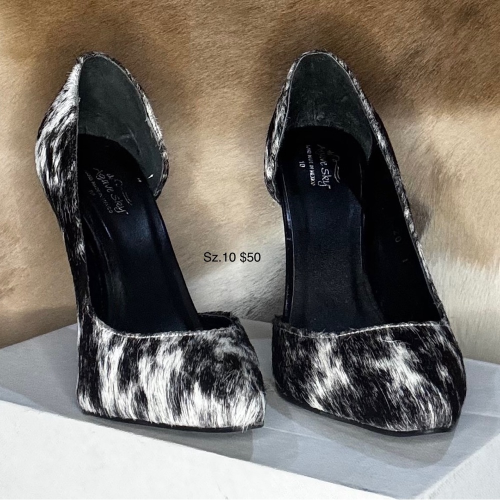 Stylish Black and White cowhide Women's Heels